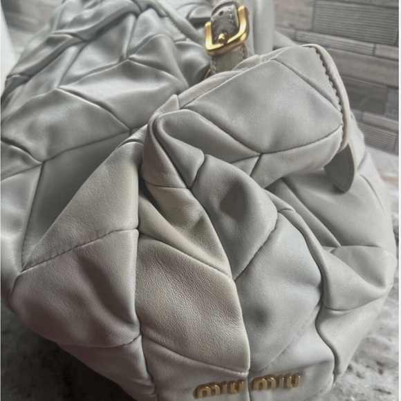 Miu Miu Nappa Leather Patchwork Light Blue Tote - Picture 8 of 11